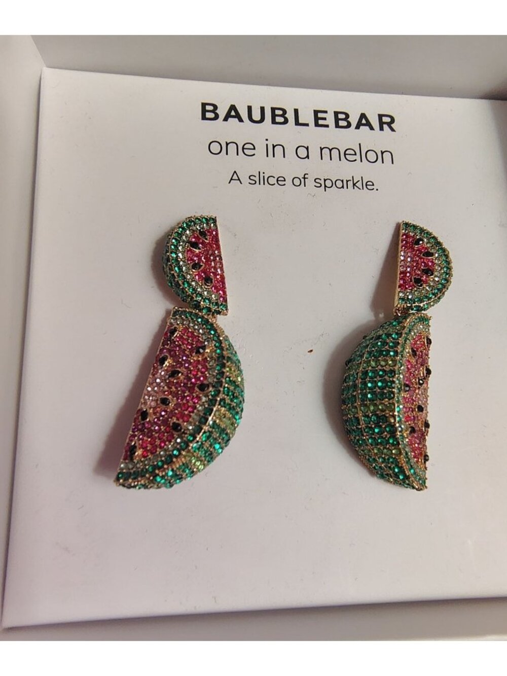 New Baublebar Watermelon One In A Melon A Slice Of Sparkle Dangle Earrings